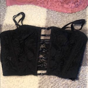 Black lace unlined corset bandeau